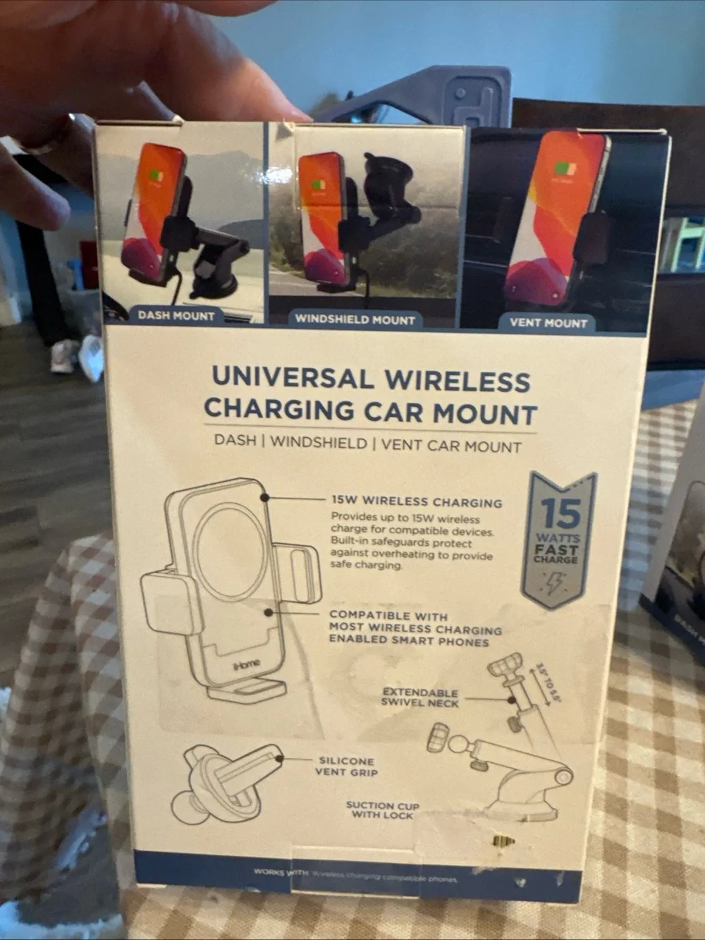 iHome Universal Wireless Charging Car Mount - Black